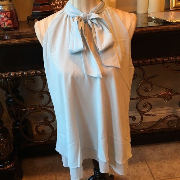 14 Blue Tie Blouse Top - Picture 7 of 14